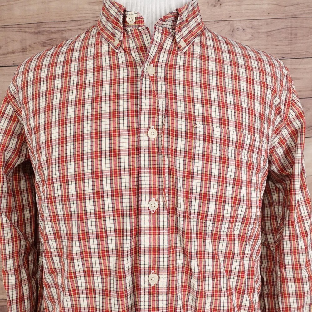 Abercrombie‎ & Fitch Shirt Mens L Red Plaid Long Sleeve Button-Up Muscle Fit